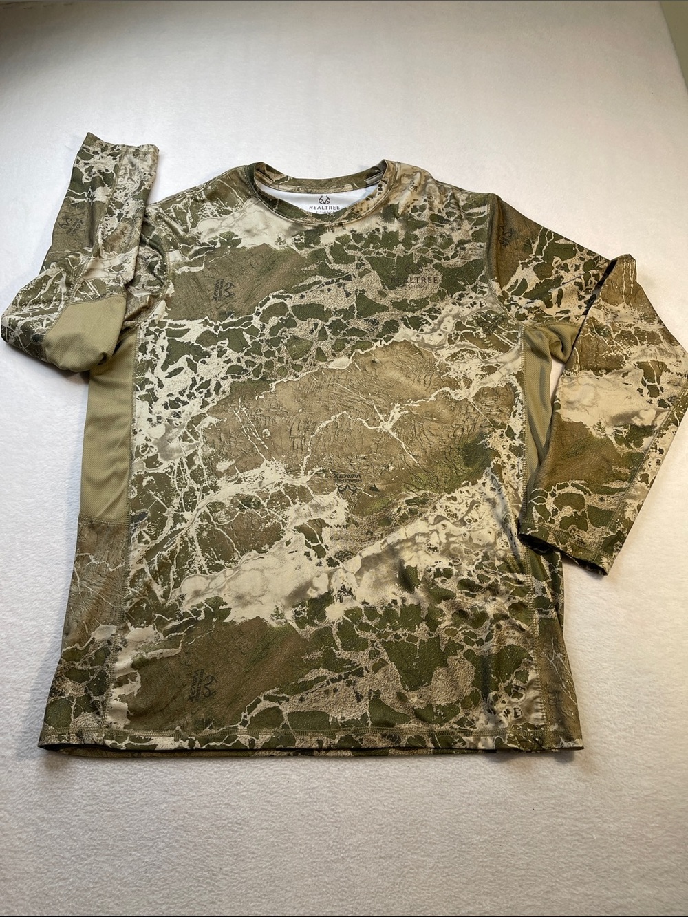REALTREE Men's Long-Sleeve Camo Performance Shirt - Olive & Beige SIZE XL